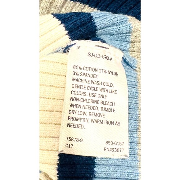 St. John's Bay Women’s LARGE V-Neck Striped Sweater Long Sleeve Blue & White - Picture 4 of 5